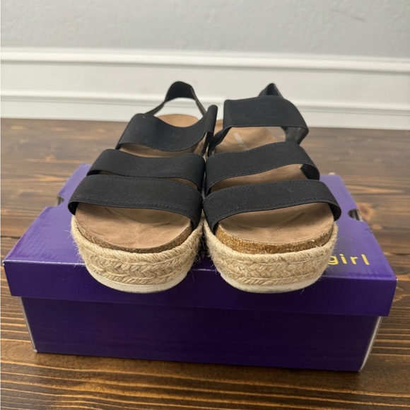 Madden Girl Crispp Espadrille Platform Sandals Black Strappy - Picture 4 of 6